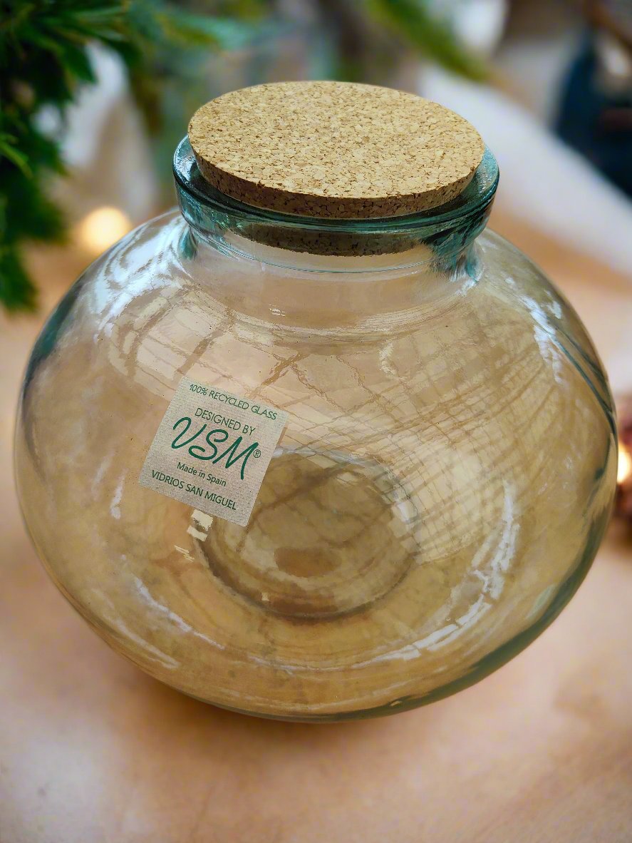 8 litre Recycled Glass Terrarium Jar with Cork Lid