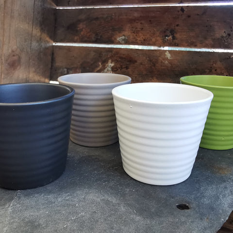 Stylish Ceramic Cache/Cover pots -  Striped 7cm