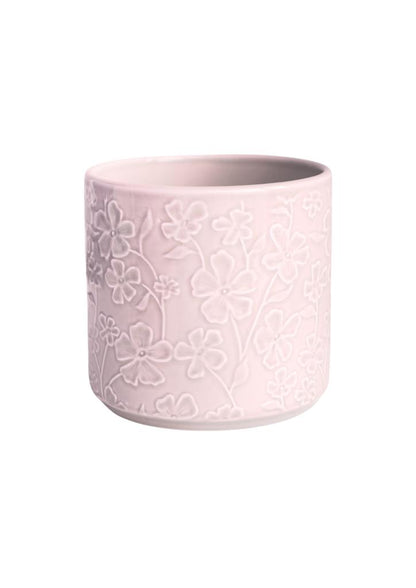 Betsy Embossed Floral Planter Pink (suitable for 12c growing pots)