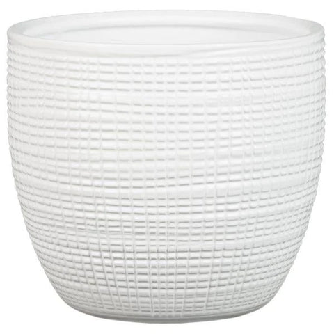 Stylish Ceramic Cache/Cover pots - White Textured - 12cm